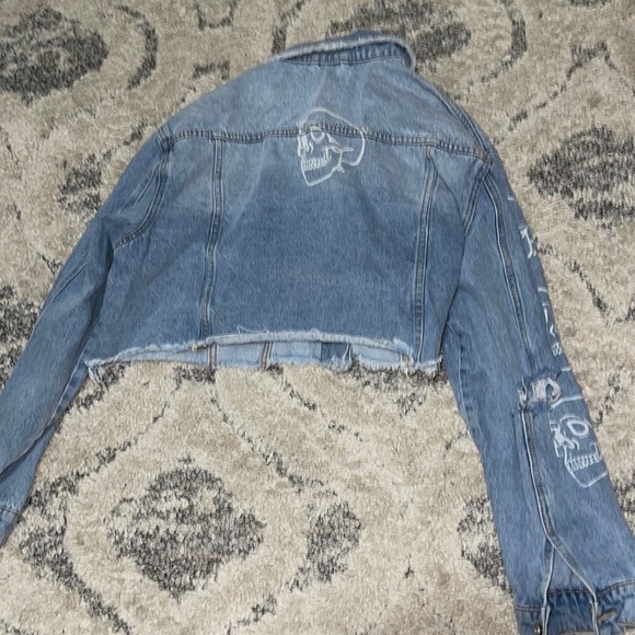 One Eight Azalea Wang Skull monogram denim Jacket - Picture 12 of 14